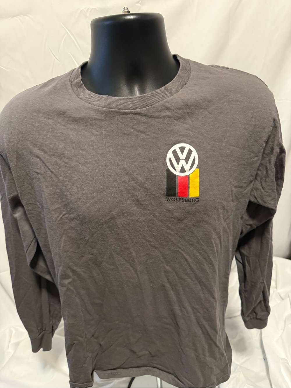 Gildan Charcoal Long-Sleeve VW Wolfsburg Tee with Flag Logo